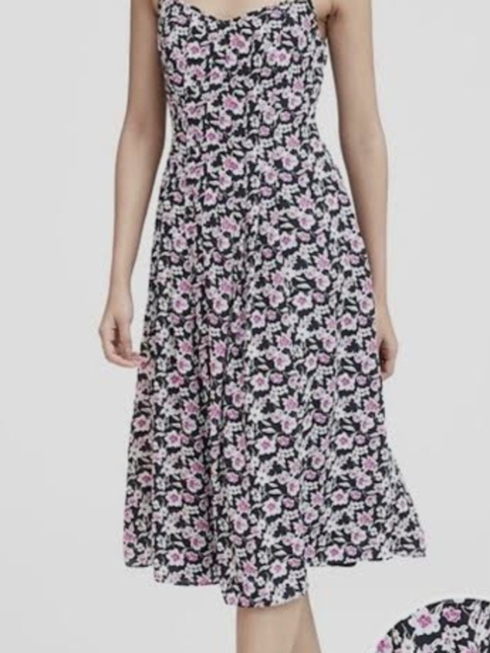 Floral Midi Sundress in Black and Pink